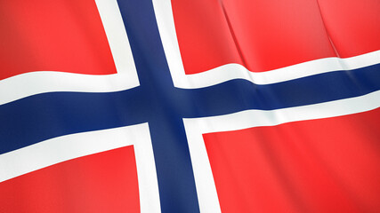 The flag of Norway. Waving silk flag of Norway. High quality render. 3D illustration