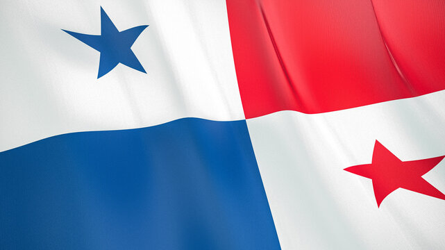 The flag of Panama. Waving silk flag of Panama. High quality render. 3D illustration