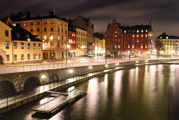 Fototapeta na wymiar Old town at night, Stockholm, Sweden.