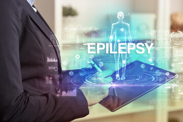 Electronic medical record with EPILEPSY inscription, Medical technology concept