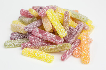 heap of colorful sour sugar gummy candy