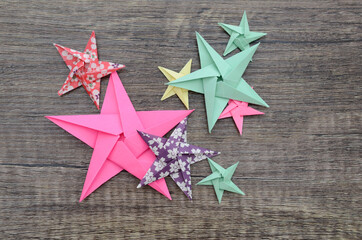 Fototapeta na wymiar colorful origami stars decoration