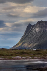 Fototapeta na wymiar landscape with clouds, Norway landscape, hight mountains