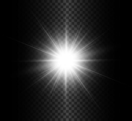 Obraz premium Glow light effect. Star burst with sparkles. Vector illustration