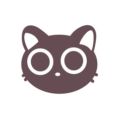 Cute halloween cat, icon emoji element on white silhouette. Decoration for logo, card and any design. Vector illustration about holiday.