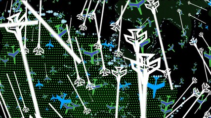 The abstract flight path in all direction around the globe earth 3D rendering and 3d illustration