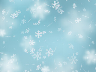 Fototapeta na wymiar Falling snowflakes with blur effect. Winter snowy background. Vector illustration.