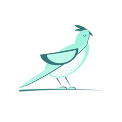 Vector illustration with a quail bird, with a dove, with a tufted, feathers, with a long tail. Bird for logo, postcard, poster, print. Kind bright cute bird in children's cartoon style hand-written