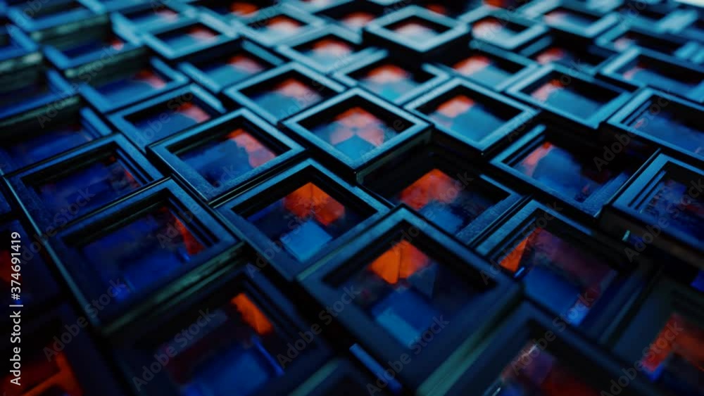 Poster abstract background from metal cubes with random offset effect