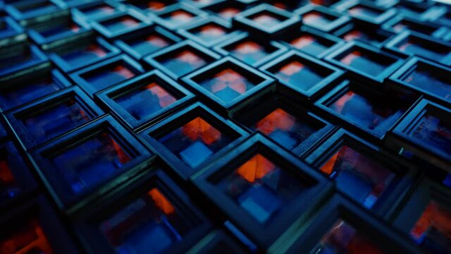 Abstract background from metal cubes with random offset effect