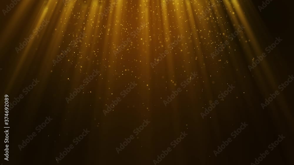 Poster seamless loop,dark yellow gold particle form abstract animation background with falling and flicker 