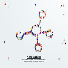 Molecule concept. A large group of people form to create a shape molecule. People icon series. Vector illustration.