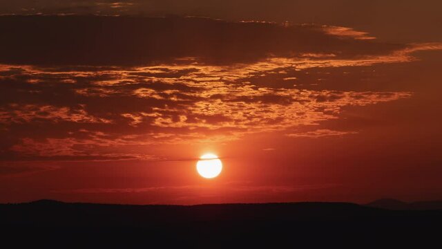 Red Sunrise with Clouds Time Lapse