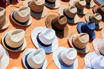 Many hats on the floor