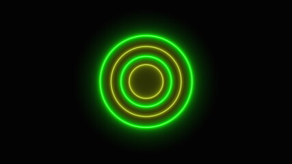 Abstract neon circles form an endless tunnel, computer generated. 3d rendering of bright fill background