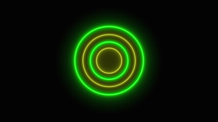 Abstract neon circles form an endless tunnel, computer generated. 3d rendering of bright fill background