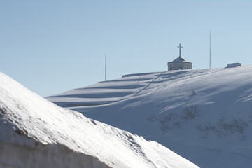 Snow on Cima Grappa war memorial 