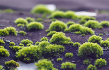 moss on the roof of the barn. beautiful growths of moss.
