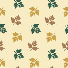 Pattern - yellow, green, orange leaves - on a light background - vector. Autumn wallpaper