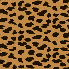 Naklejka premium Pattern - large black abstract spots - orange background - vector. Leopard fabric