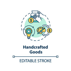 Handcrafted goods concept icon. DIY store, business startup idea thin line illustration. Selling homemade pottery and art products. Vector isolated outline RGB color drawing. Editable stroke