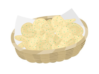バスケットに入ったポテトチップスのイラスト