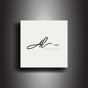 AL Signature style monogram.Calligraphic lettering icon and handwriting vector