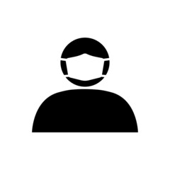 Icon of person in medical mask. Man in protective surgical mask or respirator. Vector Illustration