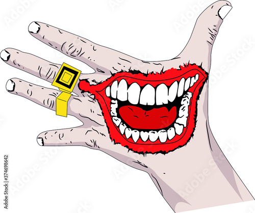 Evil Clown Creepy Clown Or Horror Clown Clown Horror Smiley Face Clown Mouth Joker Smile For Hallowen Horror Creepy Smile Illustration As A Tattoo On The Hand Wall Mural Marcin Adrian