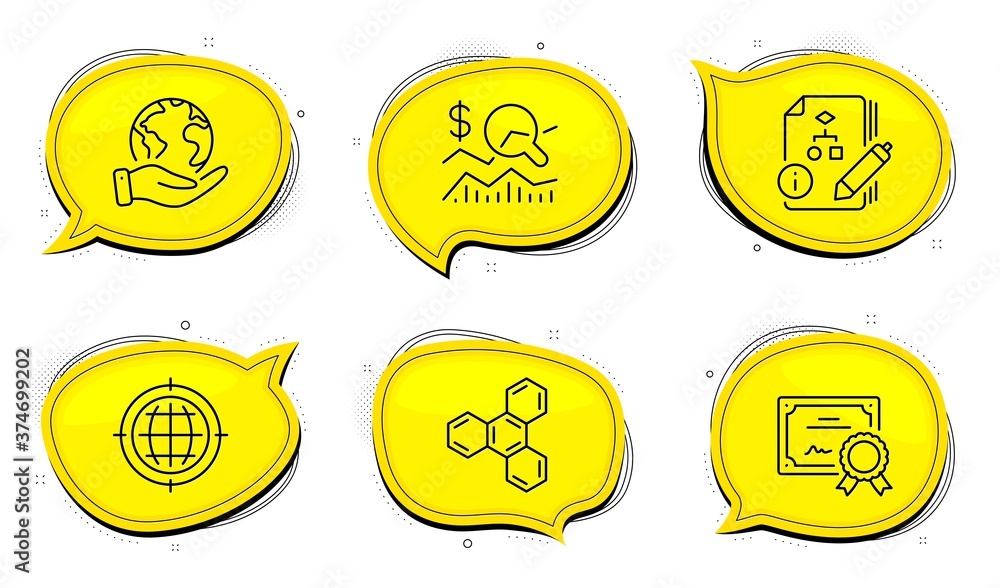 Poster algorithm sign. diploma certificate, save planet chat bubbles. seo internet, chemical formula and ch