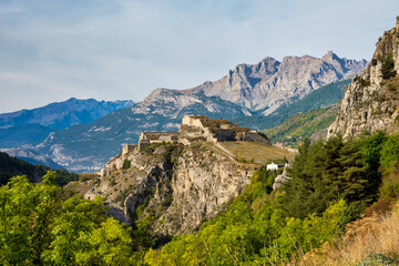 Obraz premium Alpine landscape of the French alps, Montgenevre in the Provence Alpes, France