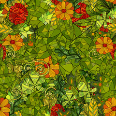 hand drawn vector floral seamless pattern