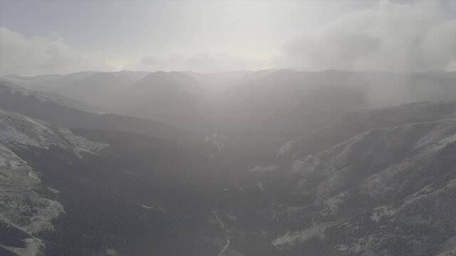 A foggy valley in the mountains