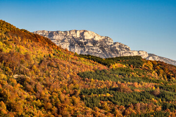 Obraz premium French countryside. Col de Rousset. View of the heights of the Vercors, France