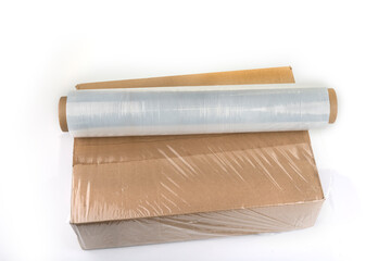 Roll of stretch foil ona white background