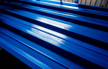 Metal sheet forming machine at the modern metalwork factory.