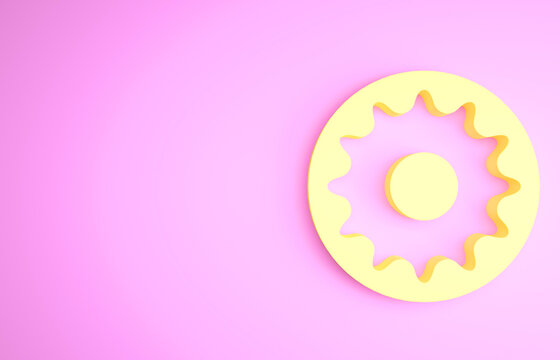 Yellow Chakra icon isolated on pink background. Minimalism concept. 3d illustration 3D render.