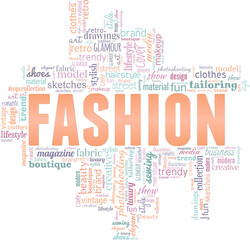 Fashion vector illustration word cloud isolated on a white background.