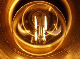 Detailed view of a light bulb in a lamp