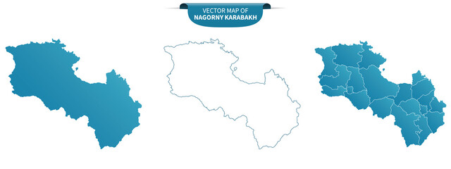 blue colored political maps of Nagorny Karabach isolated on white background