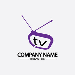 Tv Logo Design Media Technology Symbol Television,television media play logo design template vector,Emblem, Design Concept, Creative Symbol, Icon