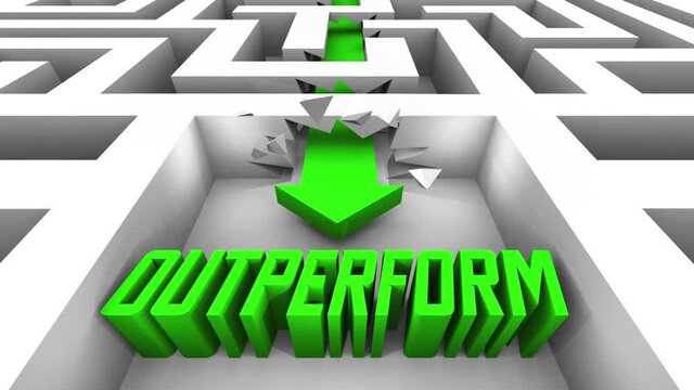 Outperform Deliver Great Results Maze Arrow Breakthrough 3d Animation