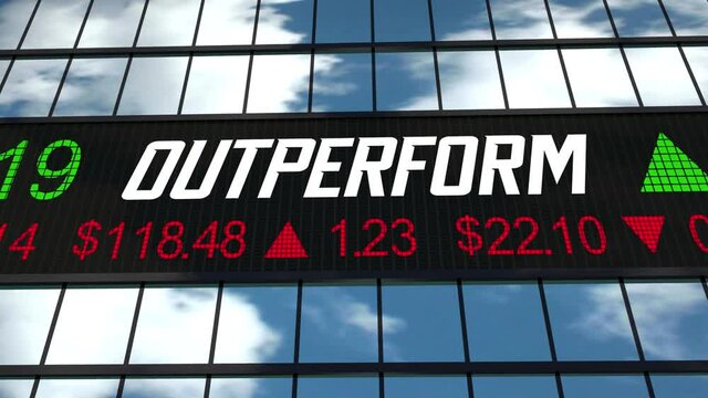 Outperform Exceed Expectations Stock Market Ticker Share Prices 3d Animation