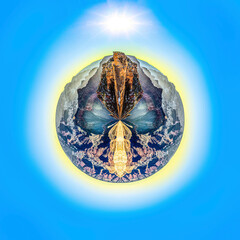 view to Grand Canyone in little planet style