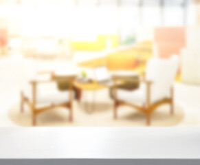 Table Top And Blur Living Room Of  Background
