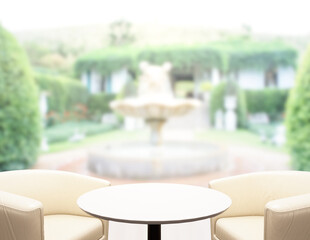 Table Top And Blur Nature For  Background