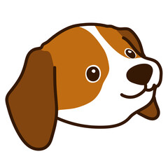 Outlined Brown Beagle Puppy head 45 degrees angle