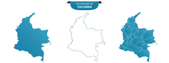 Obraz premium blue colored political maps of Columbia isolated on white background