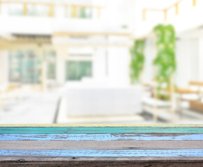 Table Top And Blur Restaurant Of Background