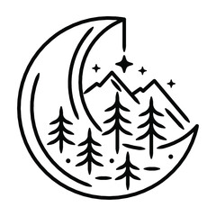 moon shape badge design